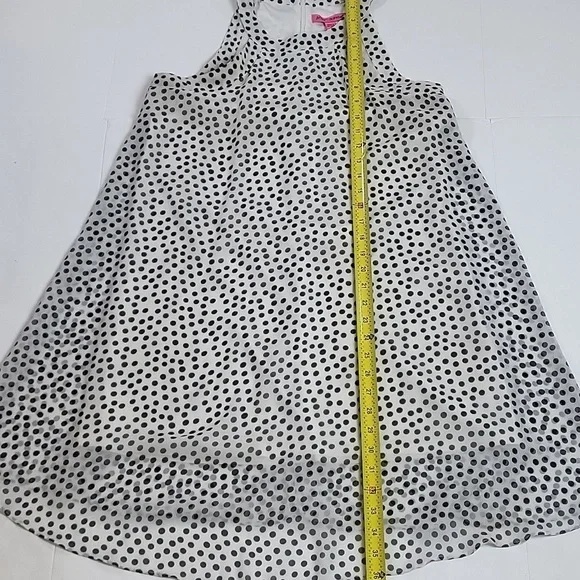 Betsey Johnson White & Black Polka-dot Halter Neck Back Zip Flowy Swing Dress - Picture 15 of 16